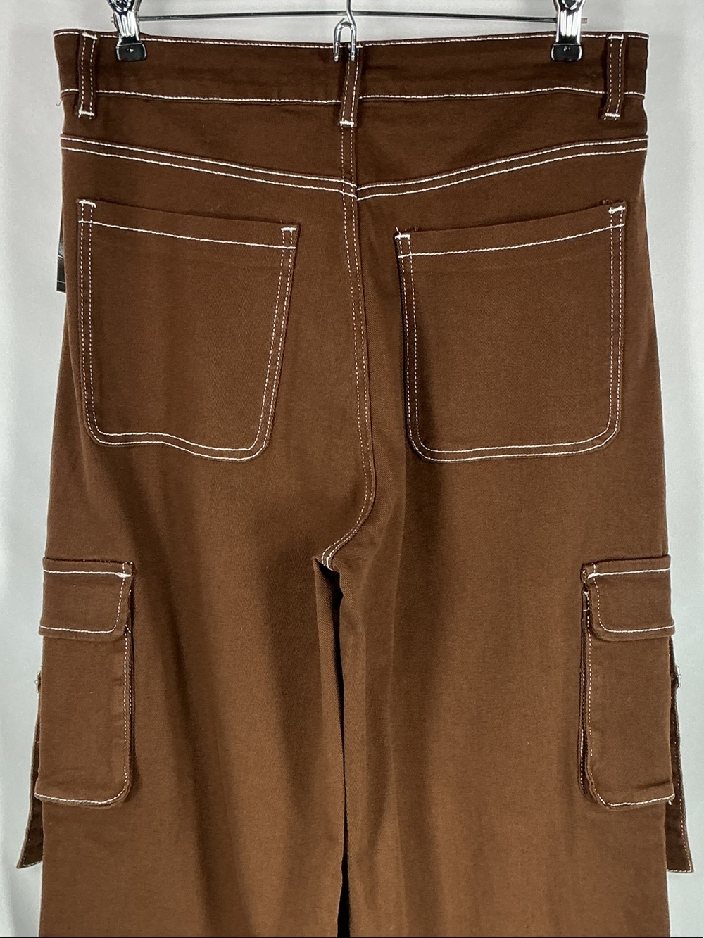 Hot Topic Brown Contrast Stitch Strap Carpenter Cargo Pants Goth Mall Goth L NWT - Picture 4 of 11
